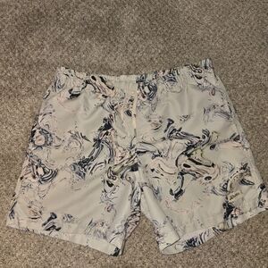 Men's Bather Trunks Co. Light Marbled Floral Print Swim Trunks Size Medium